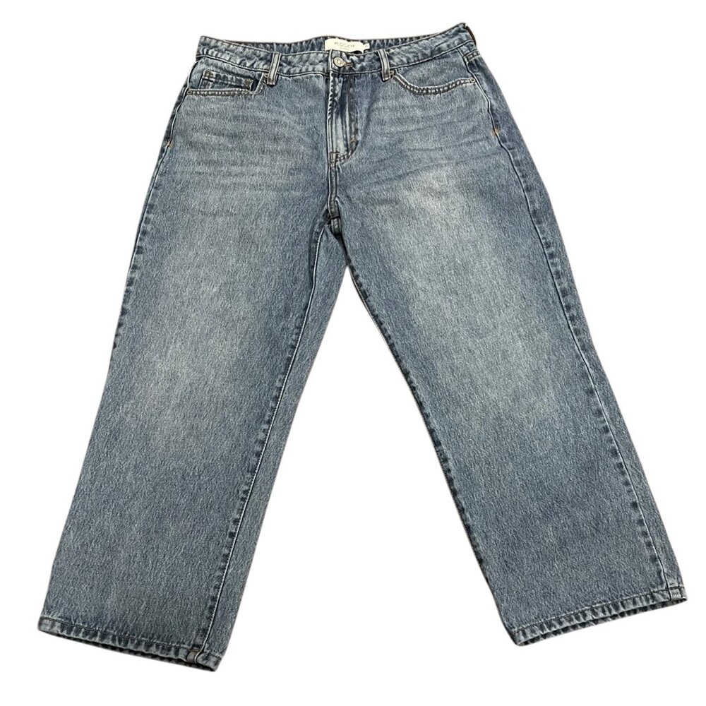 Hidden Baggy Wide Leg Cropped Jeans, Light Wash, 29